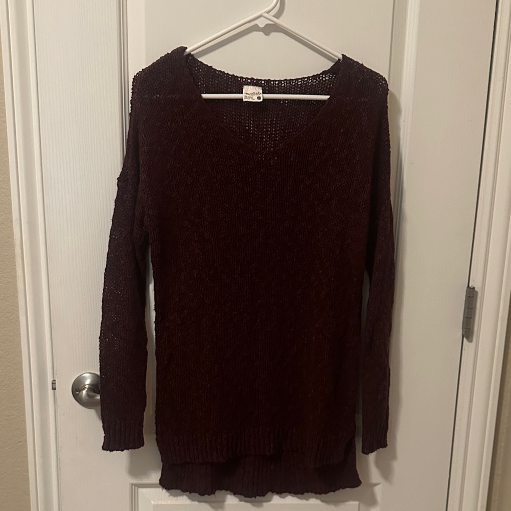 Full Tilt Deep Burgundy V-Neck Sweater